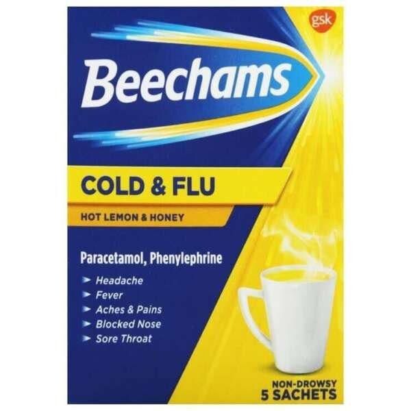 Beechams Cold & Flu Hot Lemon & Honey 5 Sachets