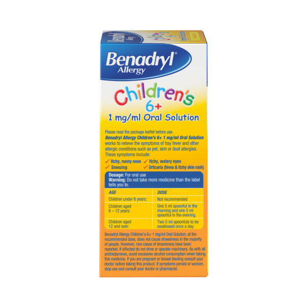 BENADRYL® Allergy Children’s 6+ 1mg/ml Oral Solution