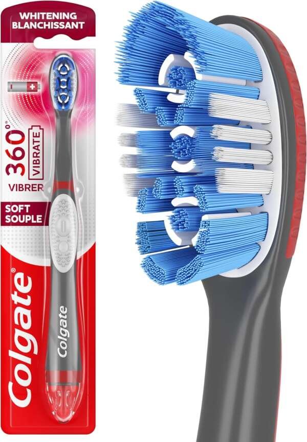Colgate, 360 Optic White Sonic Battery Powered Vibrating Toothbrush Soft, (2X 360 OpticWhite Sonic Power), 1’s - Image 3