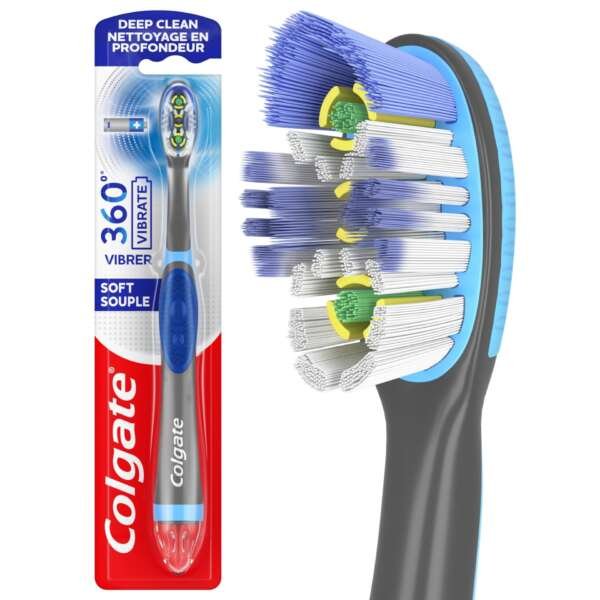 Colgate 360 Sonic Battery Power Electric Toothbrush (VIBRER 360), Soft 1’s