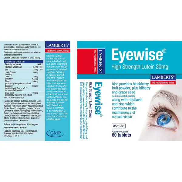 Lamberts Eyewise High Strength Lutein 20mg 60’s - Image 2
