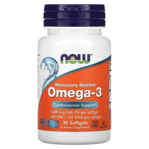 Now Foods Omega-3, Molecularly Distilled Softgels 30’s