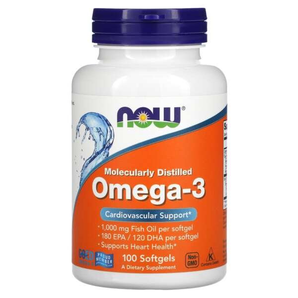 Now Foods Omega-3, Molecularly Distilled Softgels 100’s