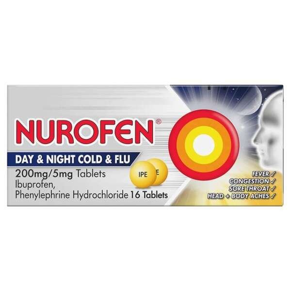 Nurofen Day & Night Cold & Flu 200mg Tablets 16’s