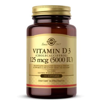 Solgar Vitamin D3 5000 IU Vegetable Capsules 100’s
