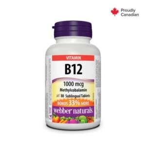 Webber Naturals offers B12 Methylcobalamin 1000mcg Sublingual Tablets 80’s