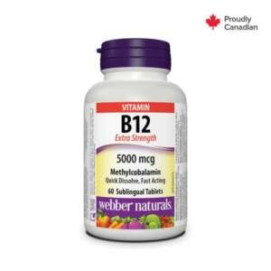 Webber Naturals offers B12 Methylcobalamin 5000mcg Sublingual Tablets 60’s