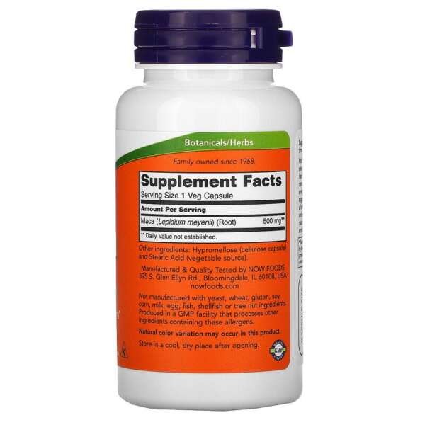 Now Foods Maca 500 mg capsules 100’s - Image 2