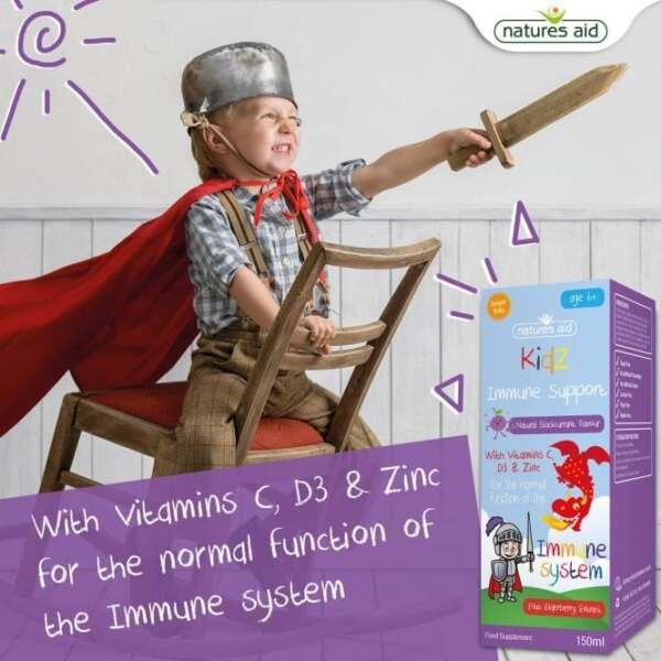 Natures Aid Kidz Immune Support – Vitamin C, D3, Zinc 150ml - Image 2