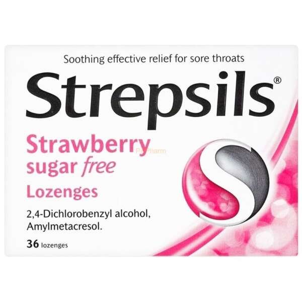 Strepsils Strawberry Sugar Free Lozenges 36’s