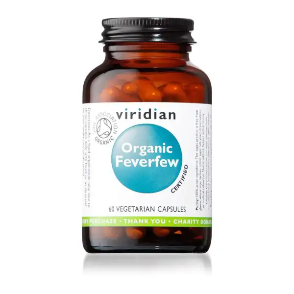 Viridian Feverfew 350mg Organic Vcaps 60’s