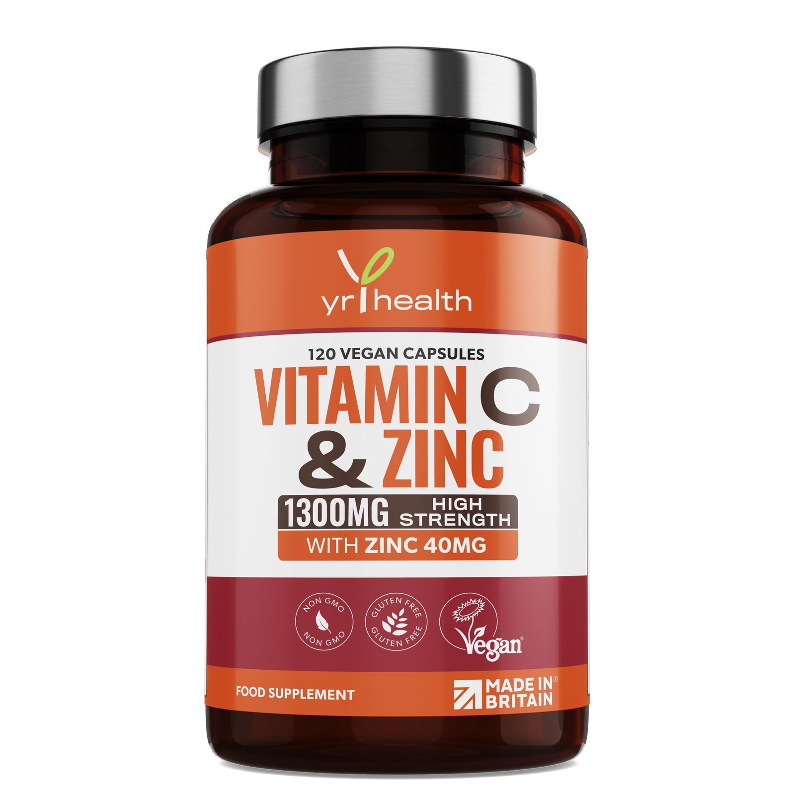 Vitamin C 1300mg & Zinc 40mg – 120 Vegan Capsules