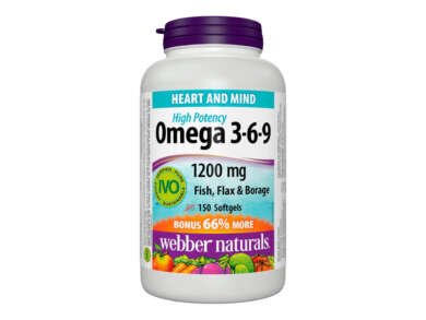 Webber Naturals Omega 3-6-9 1200mg Fish, Flax & Borage softgels 150’s